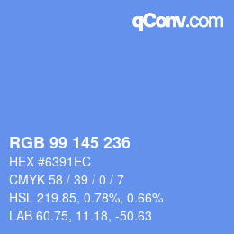 Color code: RGB 99 145 236 | qconv.com