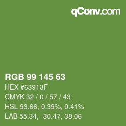 Color code: RGB 99 145 63 | qconv.com