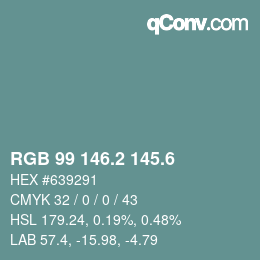カラーコード: RGB 99 146.2 145.6 | qconv.com