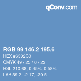 カラーコード: RGB 99 146.2 195.6 | qconv.com