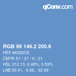 カラーコード: RGB 99 146.2 200.6 | qconv.com