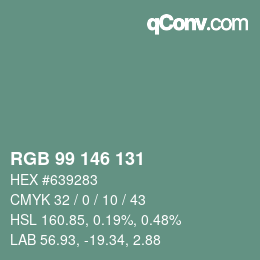 颜色代码: RGB 99 146 131 | qconv.com