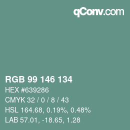 Código de color: RGB 99 146 134 | qconv.com