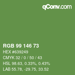 Color code: RGB 99 146 73 | qconv.com