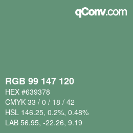 Color code: RGB 99 147 120 | qconv.com