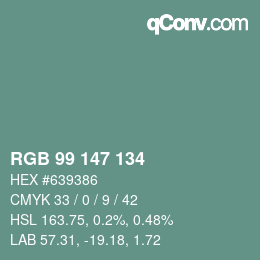 Color code: RGB 99 147 134 | qconv.com