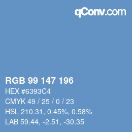 Color code: RGB 99 147 196 | qconv.com