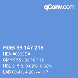 颜色代码: RGB 99 147 218 | qconv.com