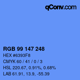 Color code: RGB 99 147 248 | qconv.com