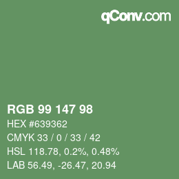 Código de color: RGB 99 147 98 | qconv.com