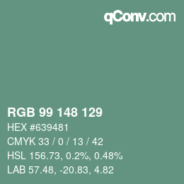 Código de color: RGB 99 148 129 | qconv.com