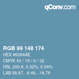 Color code: RGB 99 148 174 | qconv.com