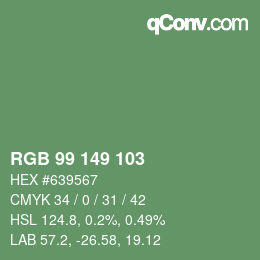 Color code: RGB 99 149 103 | qconv.com