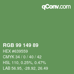 颜色代码: RGB 99 149 89 | qconv.com