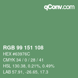 Color code: RGB 99 151 108 | qconv.com