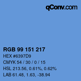 Color code: RGB 99 151 217 | qconv.com