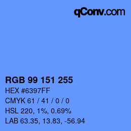 Color code: RGB 99 151 255 | qconv.com