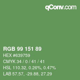 Color code: RGB 99 151 89 | qconv.com
