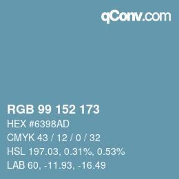 Color code: RGB 99 152 173 | qconv.com
