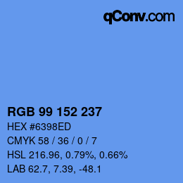 Color code: RGB 99 152 237 | qconv.com