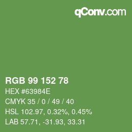Color code: RGB 99 152 78 | qconv.com