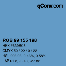 Color code: RGB 99 155 198 | qconv.com