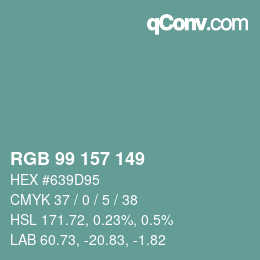 Código de color: RGB 99 157 149 | qconv.com