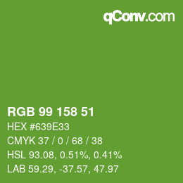 颜色代码: RGB 99 158 51 | qconv.com