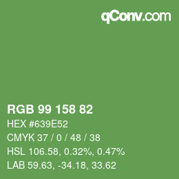 Color code: RGB 99 158 82 | qconv.com
