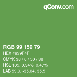 颜色代码: RGB 99 159 79 | qconv.com