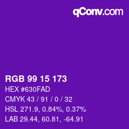 Color code: RGB 99 15 173 | qconv.com