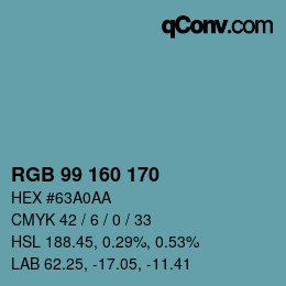 Color code: RGB 99 160 170 | qconv.com