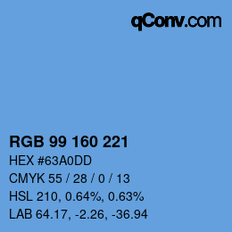 Color code: RGB 99 160 221 | qconv.com