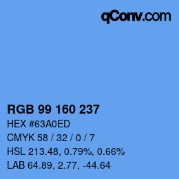 Color code: RGB 99 160 237 | qconv.com