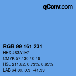 Color code: RGB 99 161 231 | qconv.com