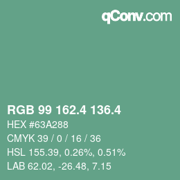 カラーコード: RGB 99 162.4 136.4 | qconv.com