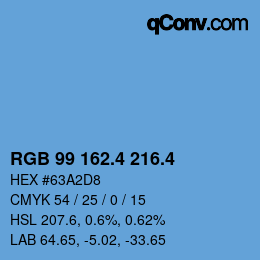 カラーコード: RGB 99 162.4 216.4 | qconv.com