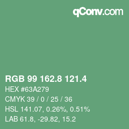 カラーコード: RGB 99 162.8 121.4 | qconv.com