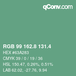 カラーコード: RGB 99 162.8 131.4 | qconv.com