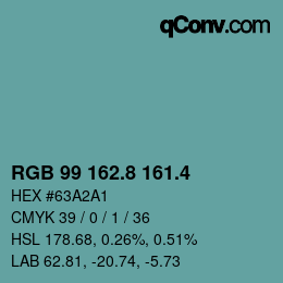 カラーコード: RGB 99 162.8 161.4 | qconv.com
