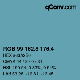カラーコード: RGB 99 162.8 176.4 | qconv.com