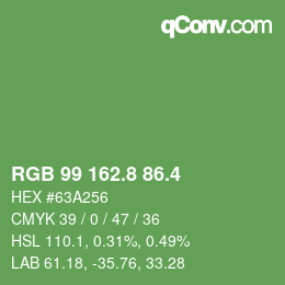 カラーコード: RGB 99 162.8 86.4 | qconv.com