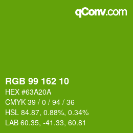 Color code: RGB 99 162 10 | qconv.com