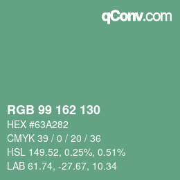 Color code: RGB 99 162 130 | qconv.com