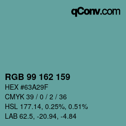 Color code: RGB 99 162 159 | qconv.com