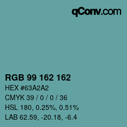 Color code: RGB 99 162 162 | qconv.com