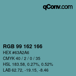 カラーコード: RGB 99 162 166 | qconv.com