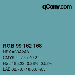 Color code: RGB 99 162 168 | qconv.com