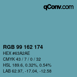 Color code: RGB 99 162 174 | qconv.com