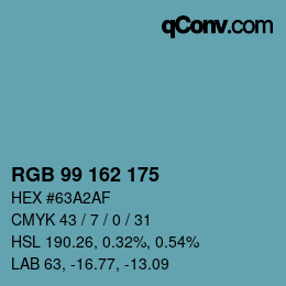 Color code: RGB 99 162 175 | qconv.com